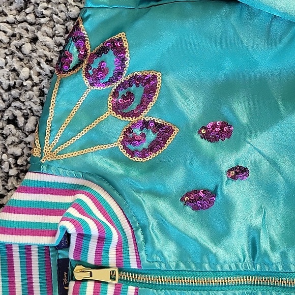 Disney's Aladdin Girls Jacket Teal with Sequins Size 7/8 - Picture 2 of 7